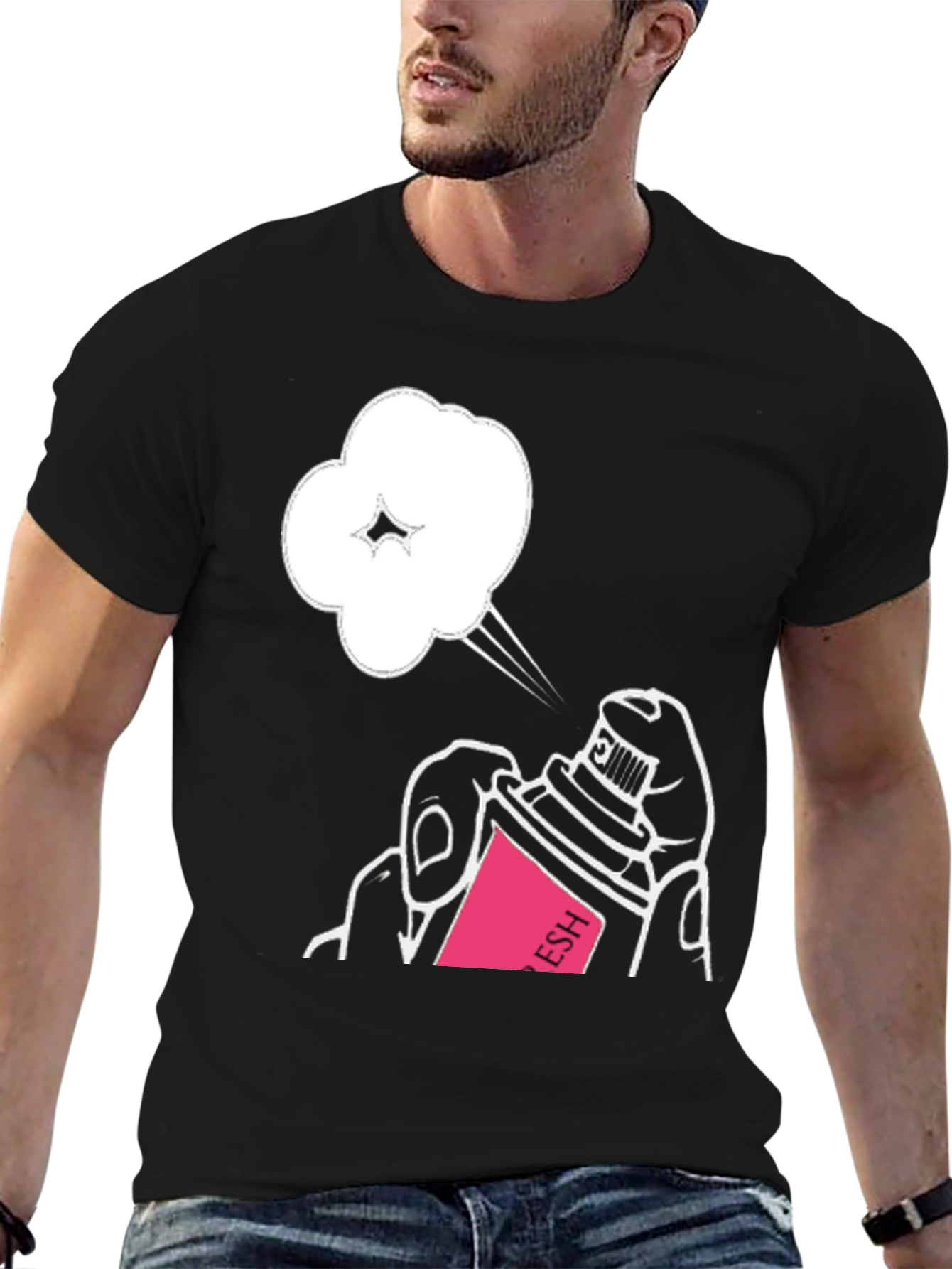 Spray Paint Cloud Graphic Black T-Shirt