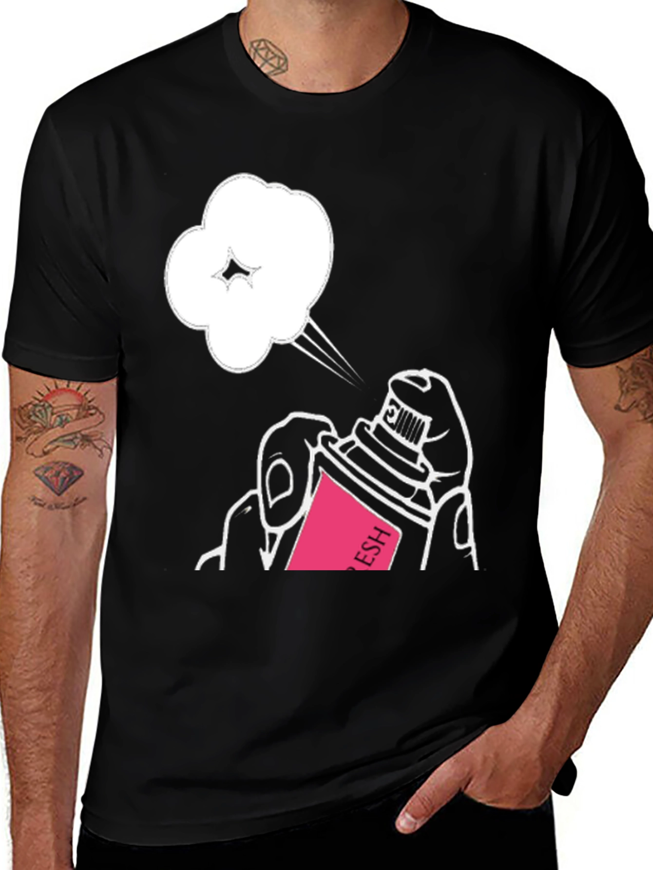 Spray Paint Cloud Graphic Black T-Shirt