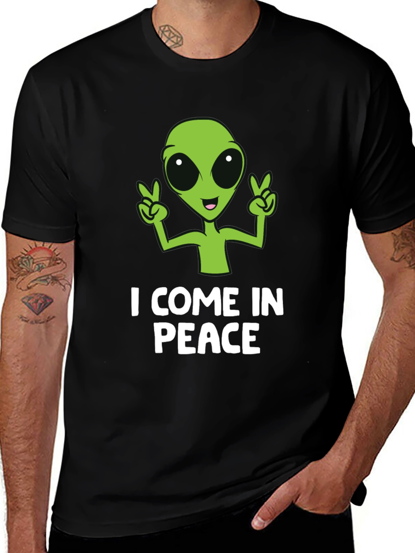 I Come In Peace Alien Graphic T-Shirt