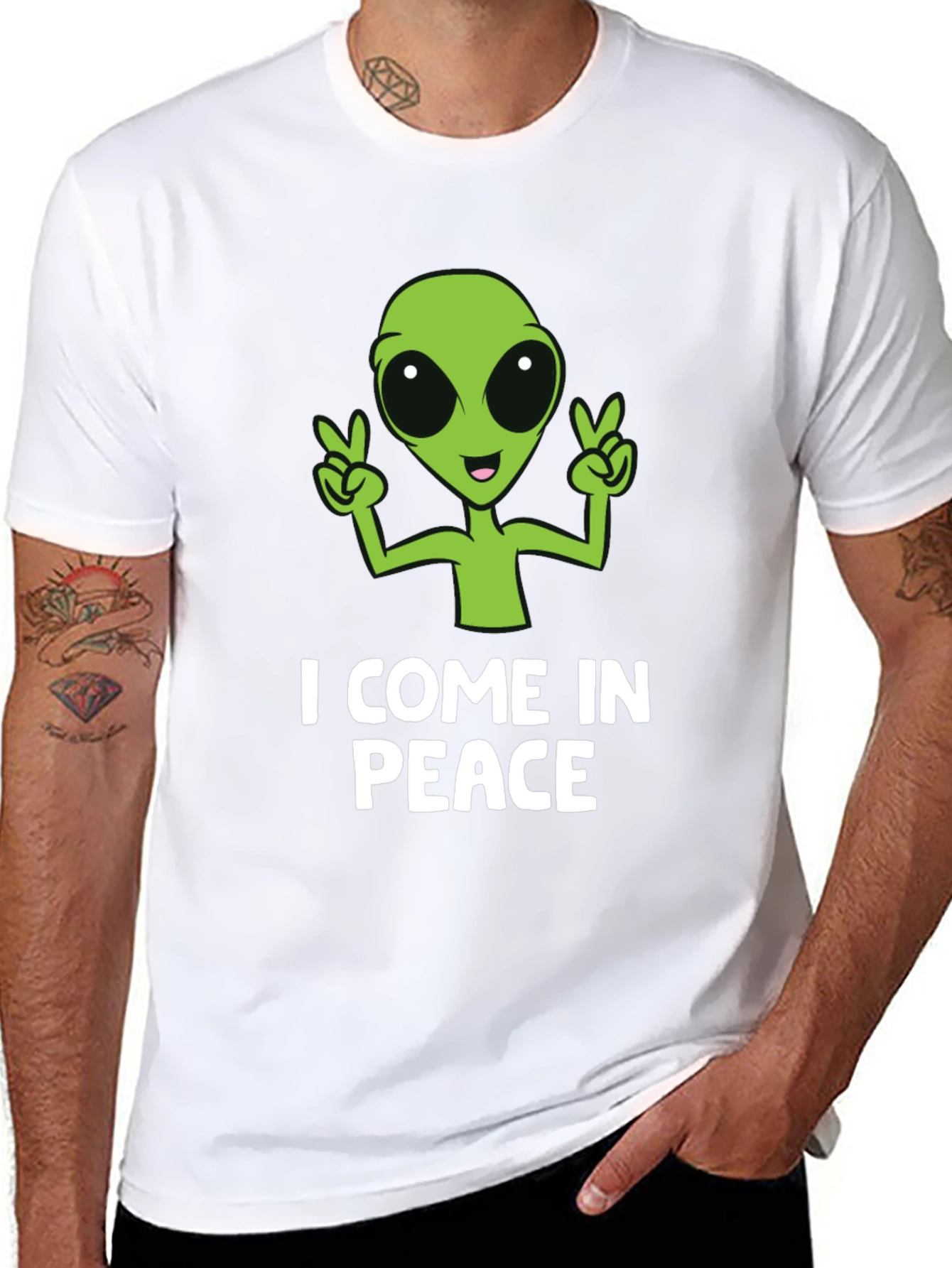I Come In Peace Alien Graphic T-Shirt