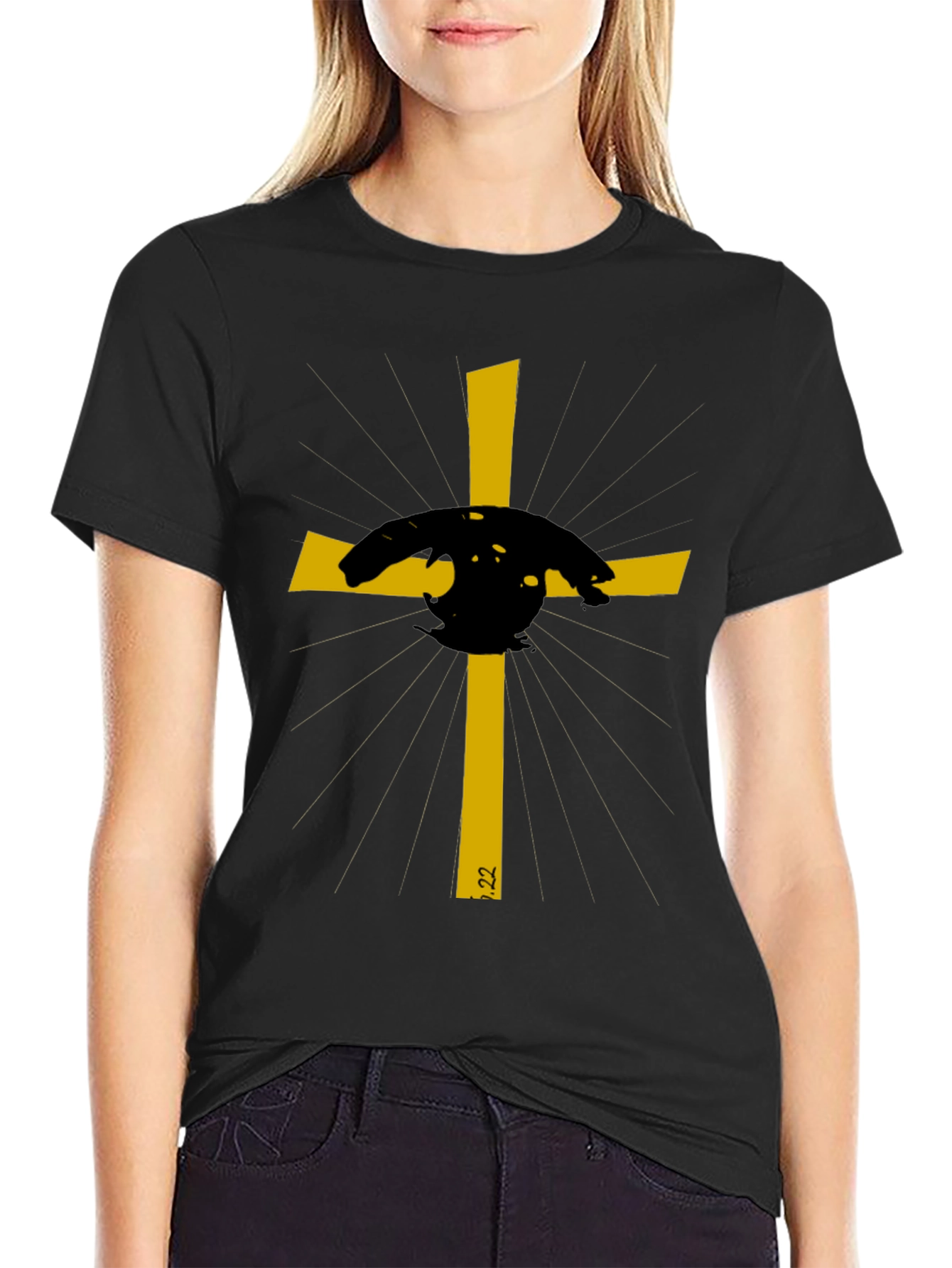 Embroidered Cross Graphic Tee - Stylish Christian Apparel