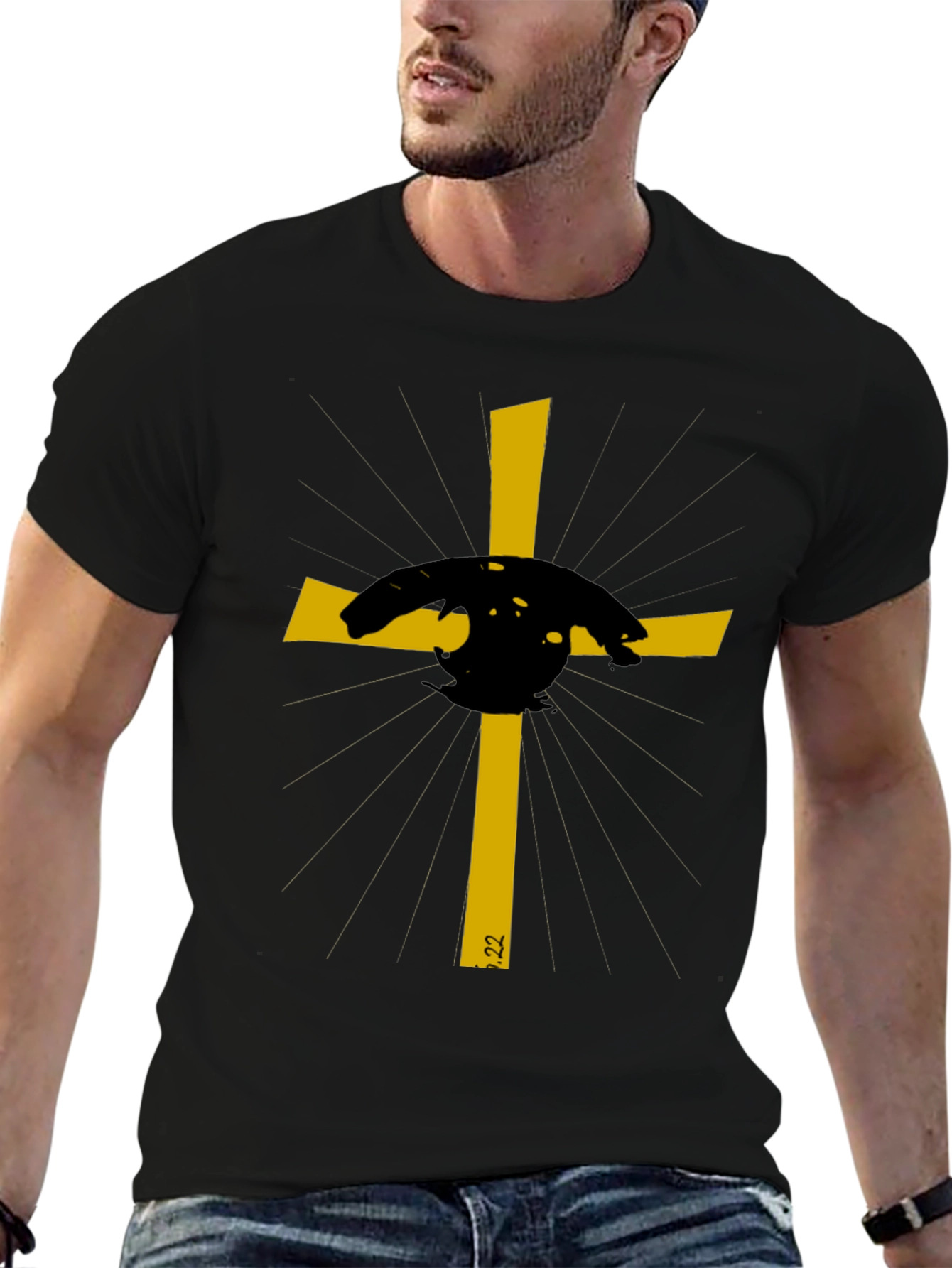 Embroidered Cross Graphic Tee - Stylish Christian Apparel