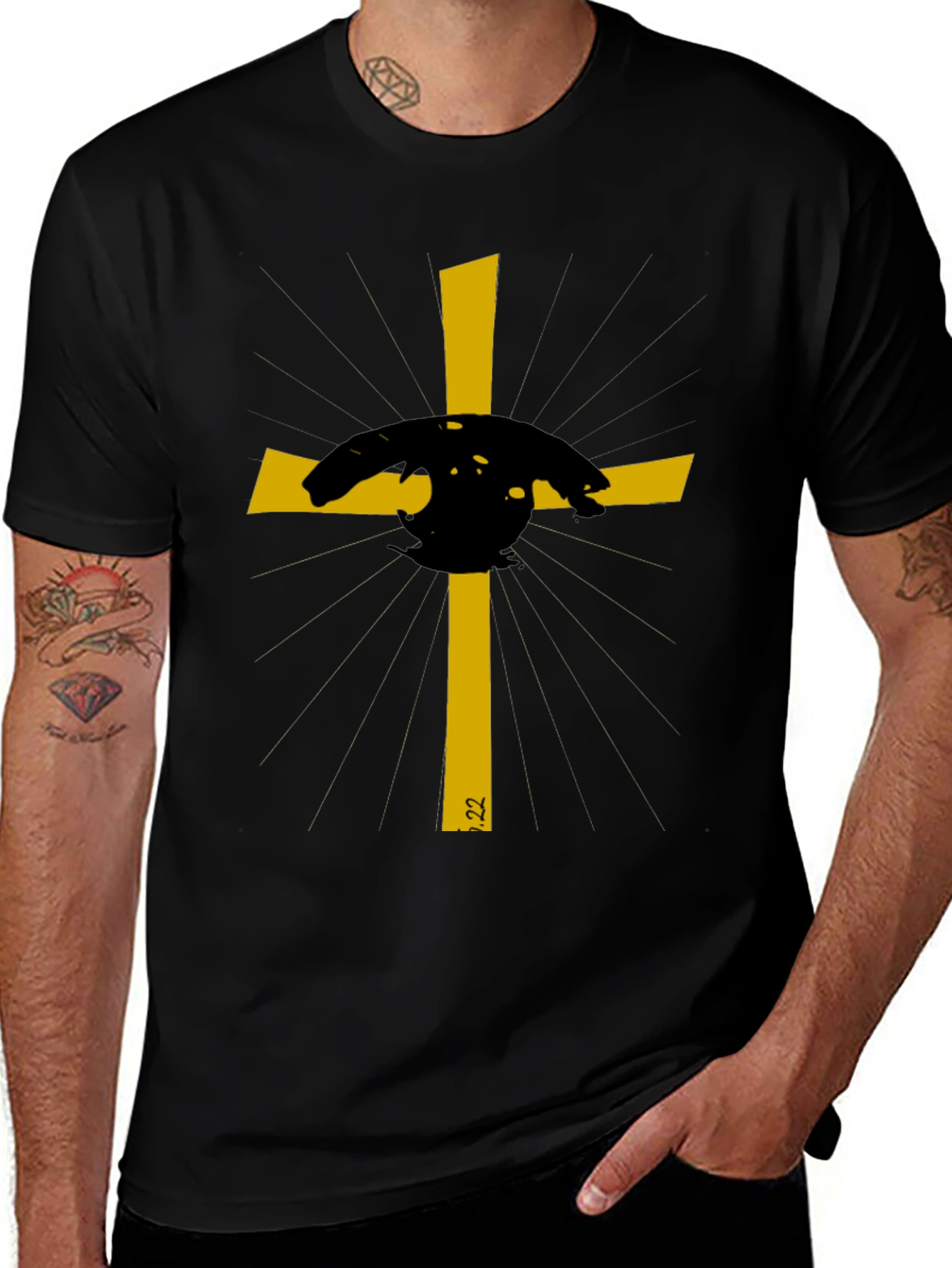 Embroidered Cross Graphic Tee - Stylish Christian Apparel