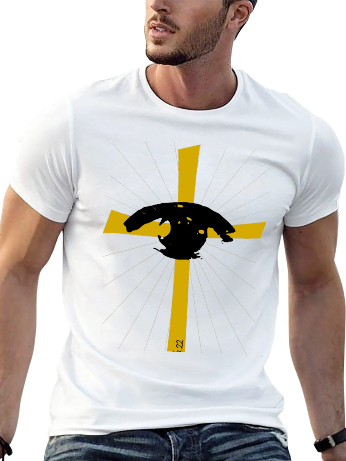 Embroidered Cross Graphic Tee - Stylish Christian Apparel