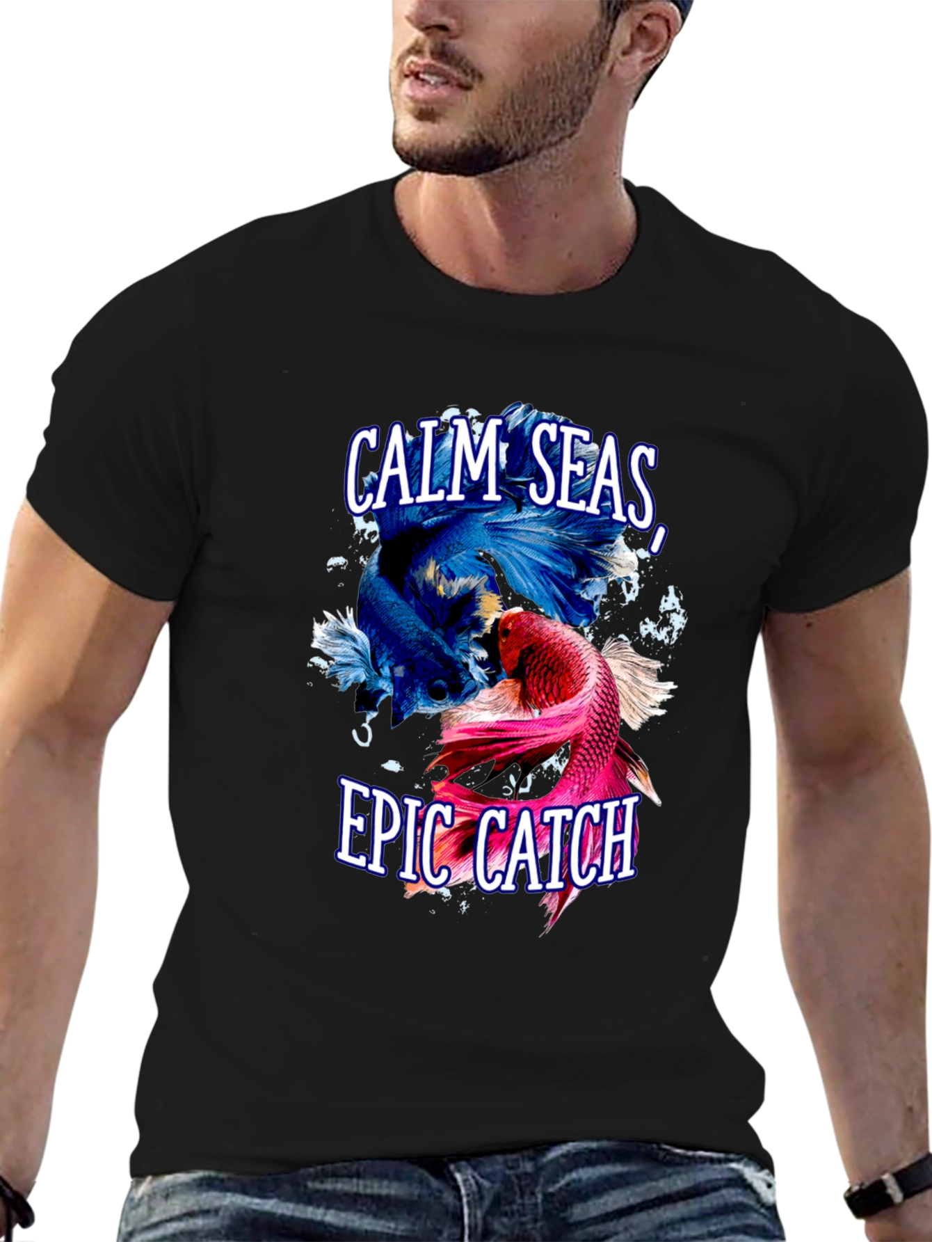 Calm Seas Epic Catch Betta Fish Graphic T-Shirt