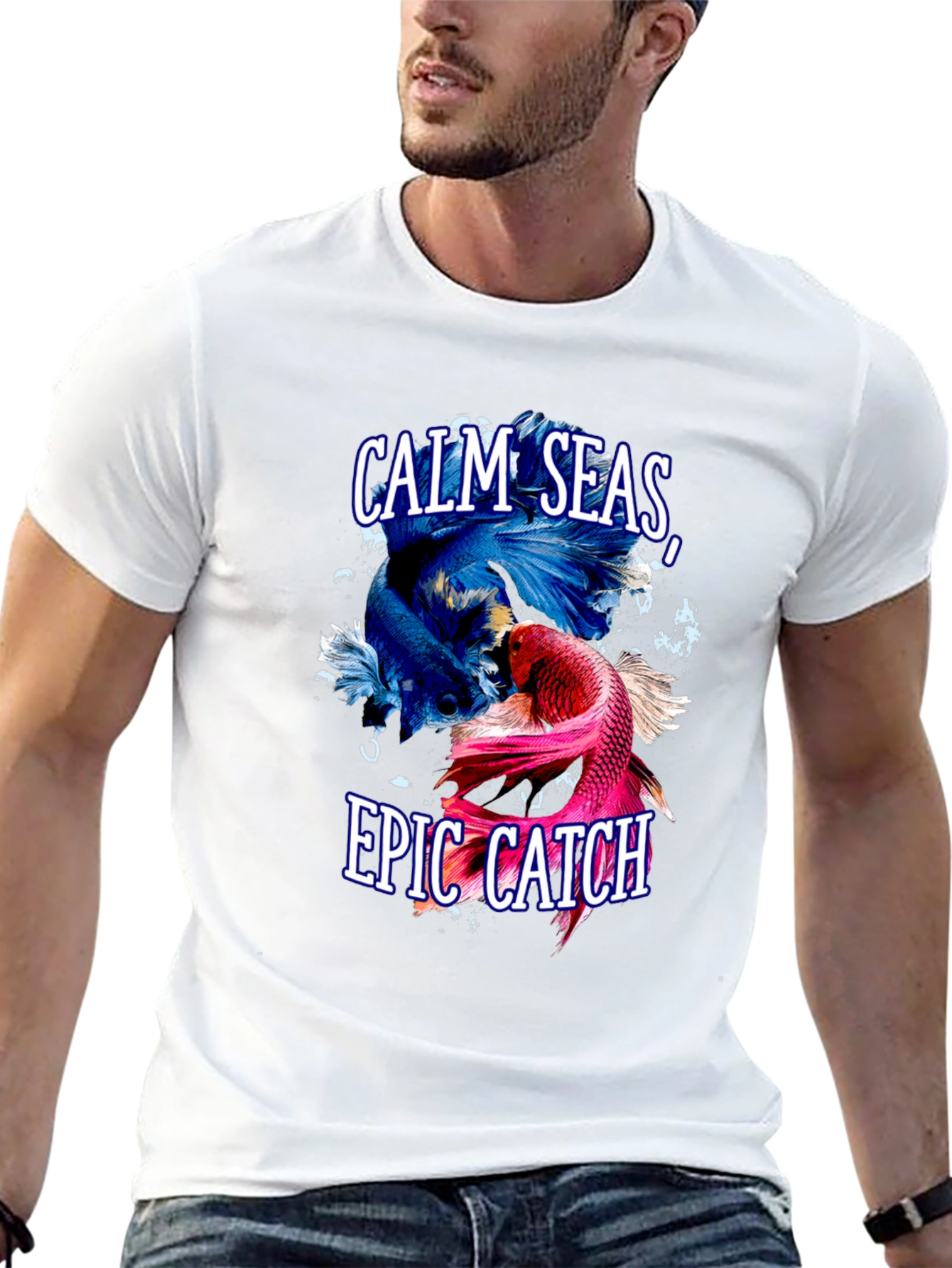 Calm Seas Epic Catch Betta Fish Graphic T-Shirt