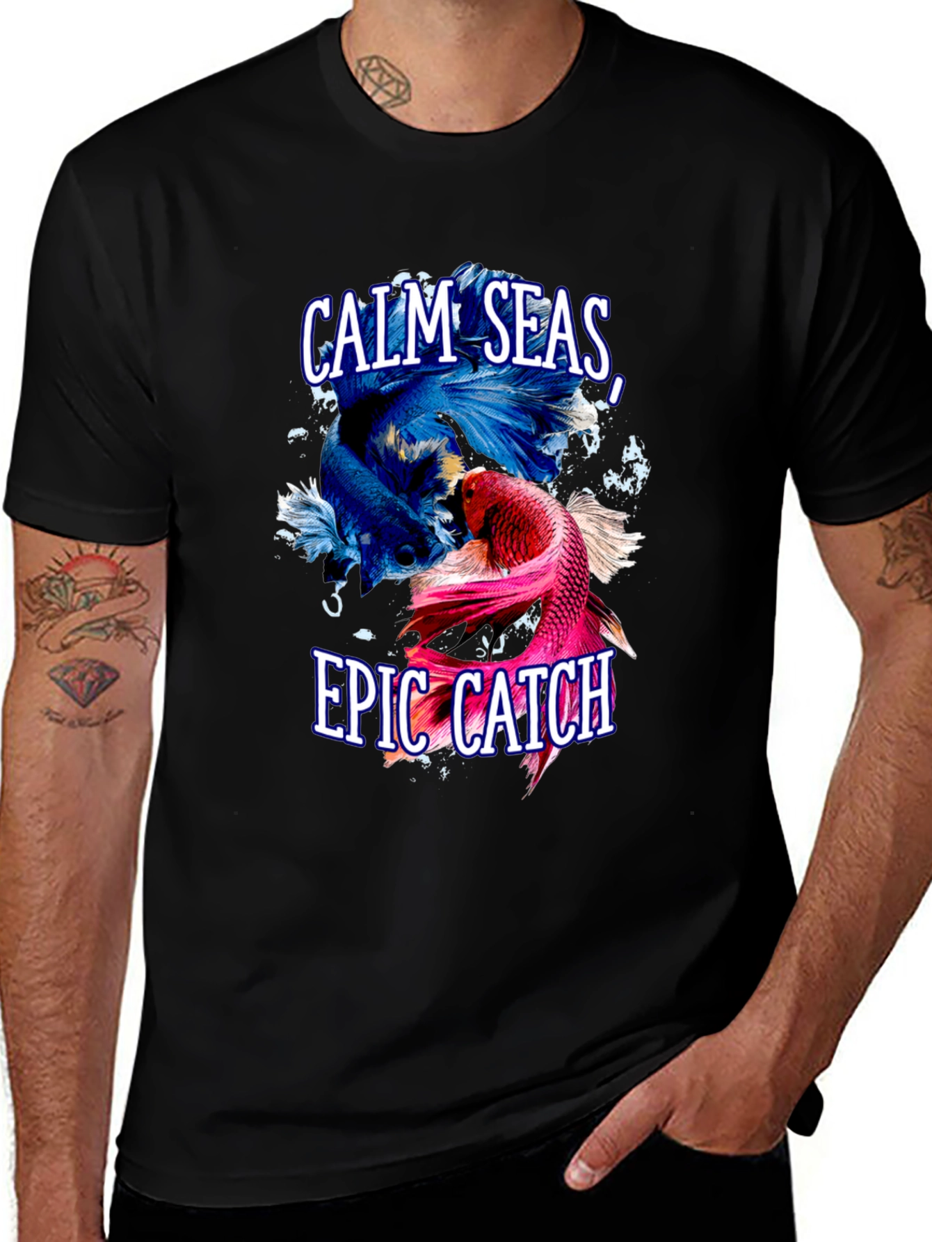 Calm Seas Epic Catch Betta Fish Graphic T-Shirt