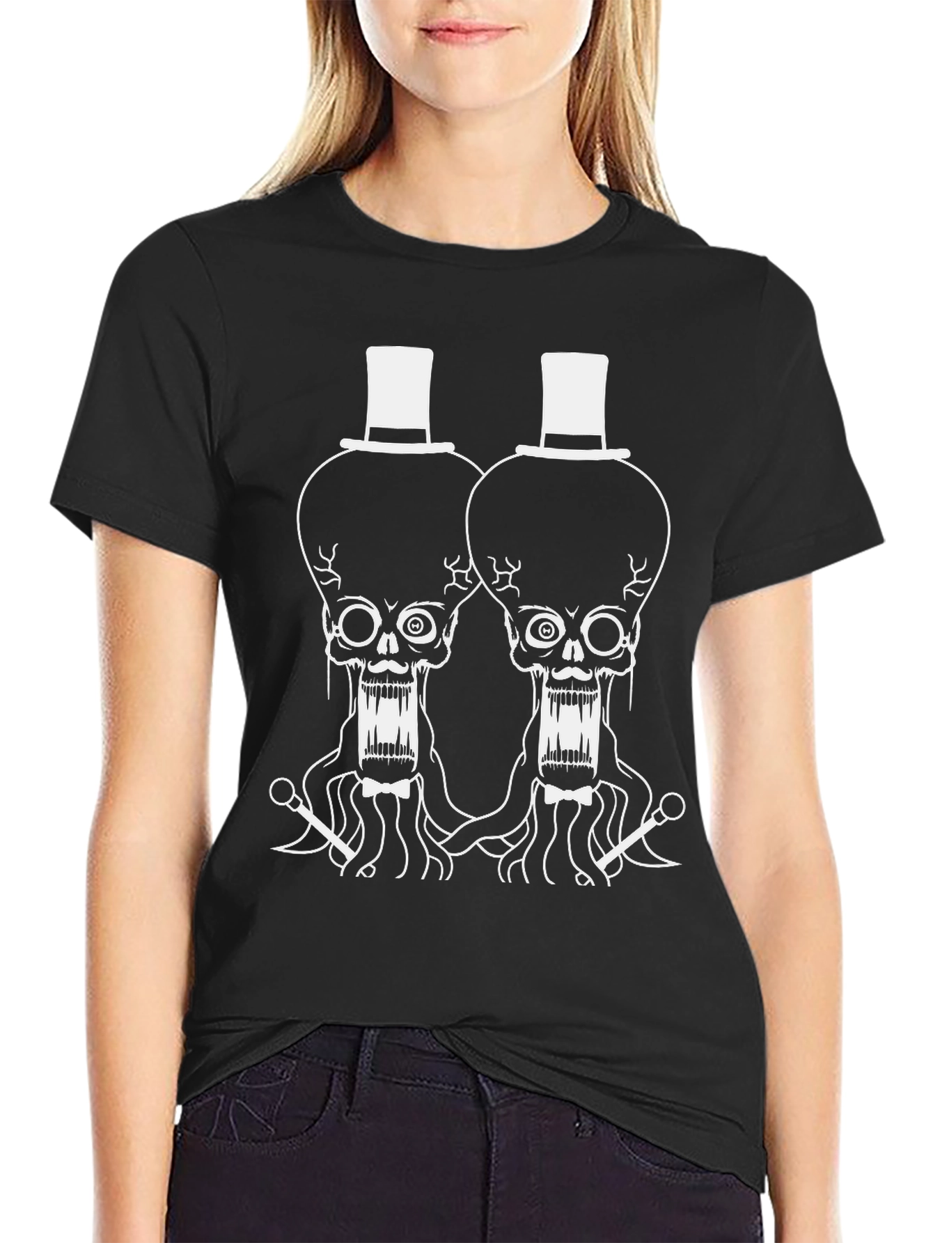 Skull Graphic T-Shirt - Unique Top Hat Design