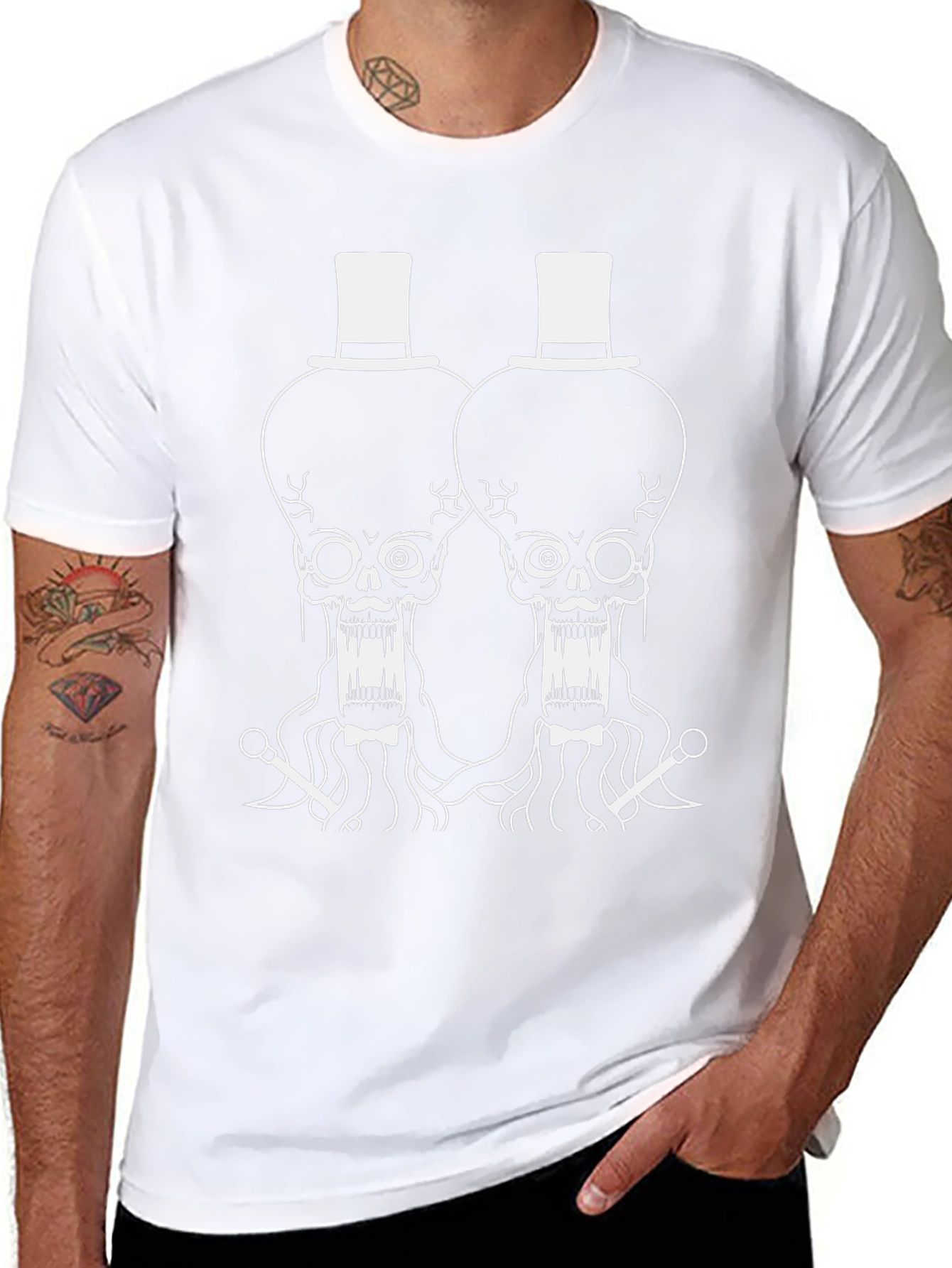 Skull Graphic T-Shirt - Unique Top Hat Design