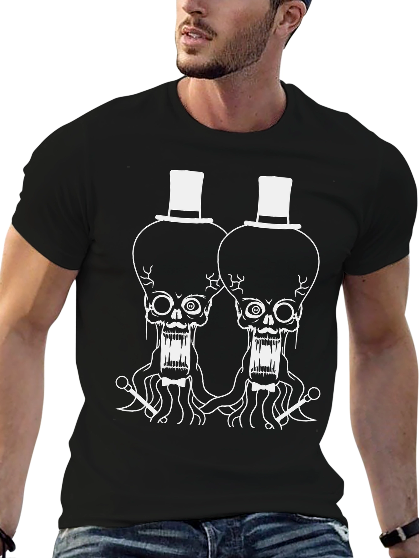 Skull Graphic T-Shirt - Unique Top Hat Design