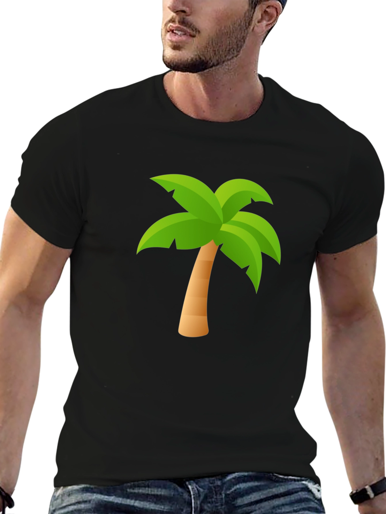 Tropical Palm Tree Black T-Shirt - Summer Ready!