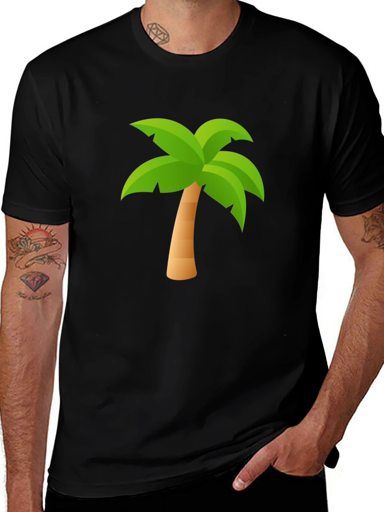 Tropical Palm Tree Black T-Shirt - Summer Ready!