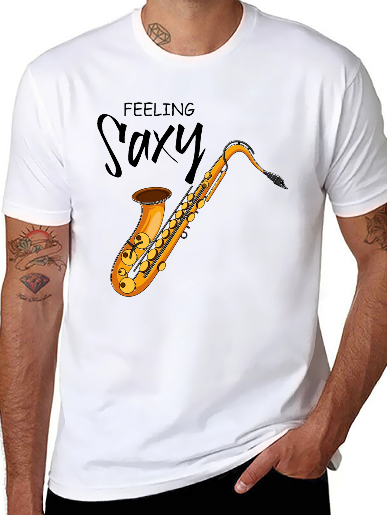 Feeling Saxy Black Graphic Tee