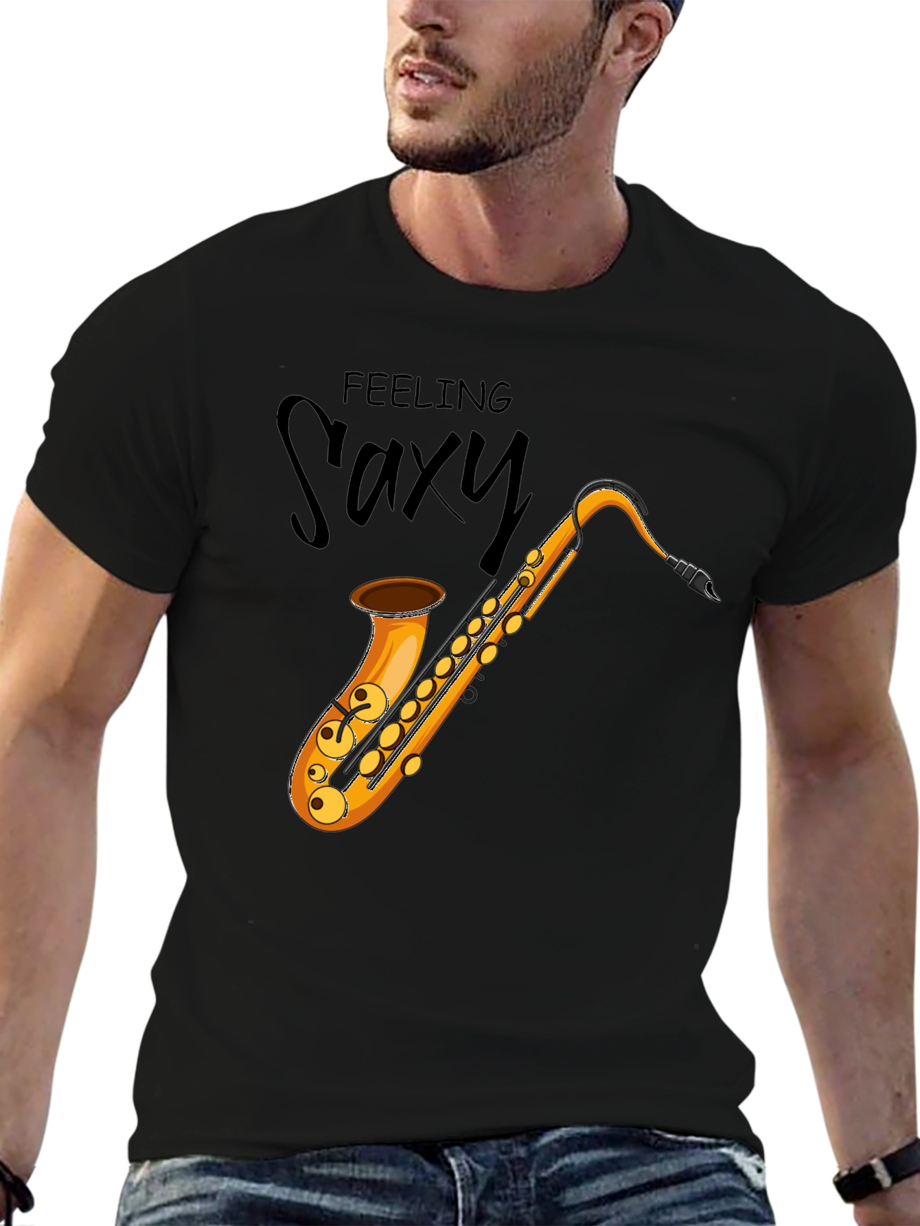 Feeling Saxy Black Graphic Tee