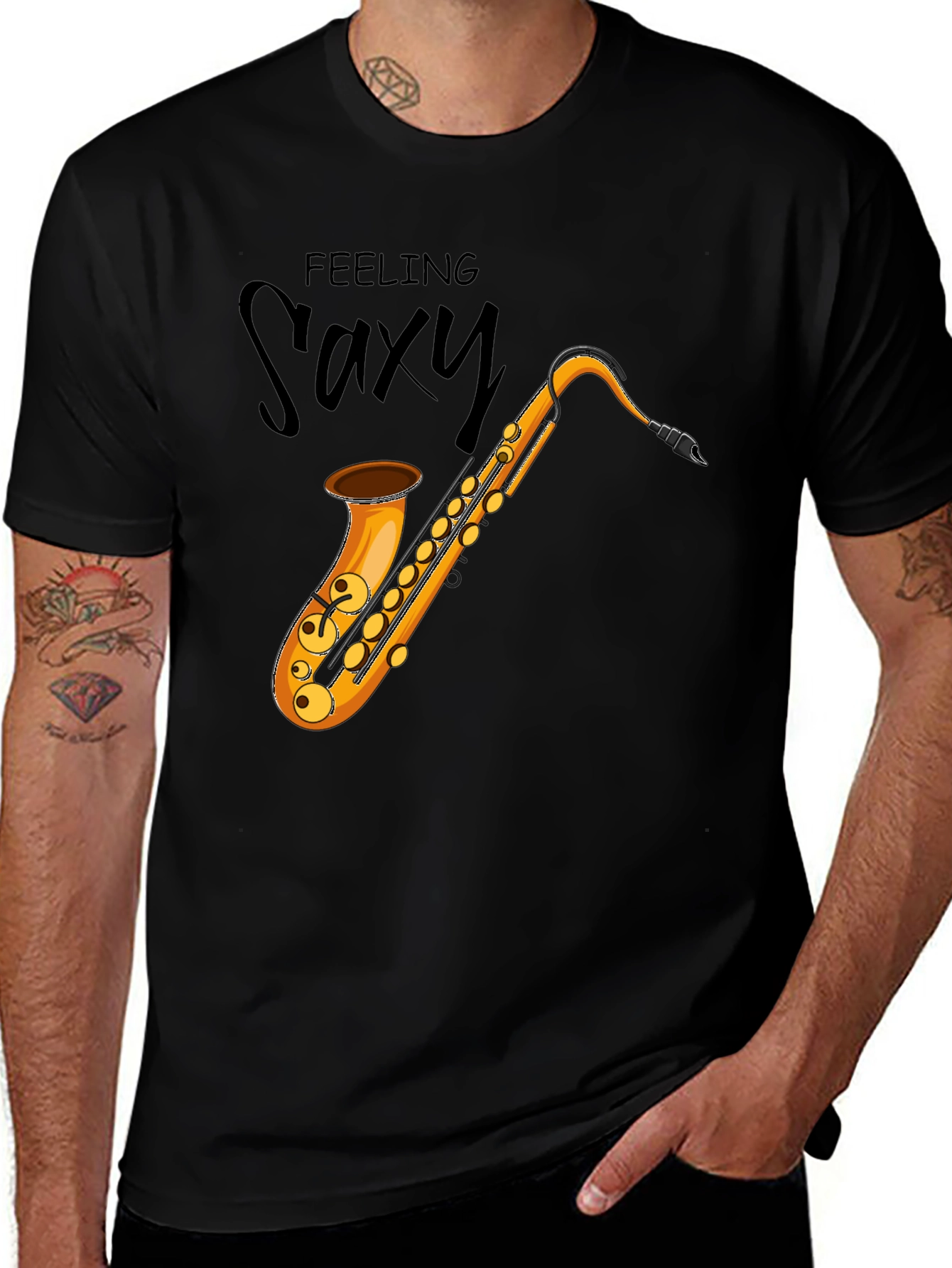 Feeling Saxy Black Graphic Tee