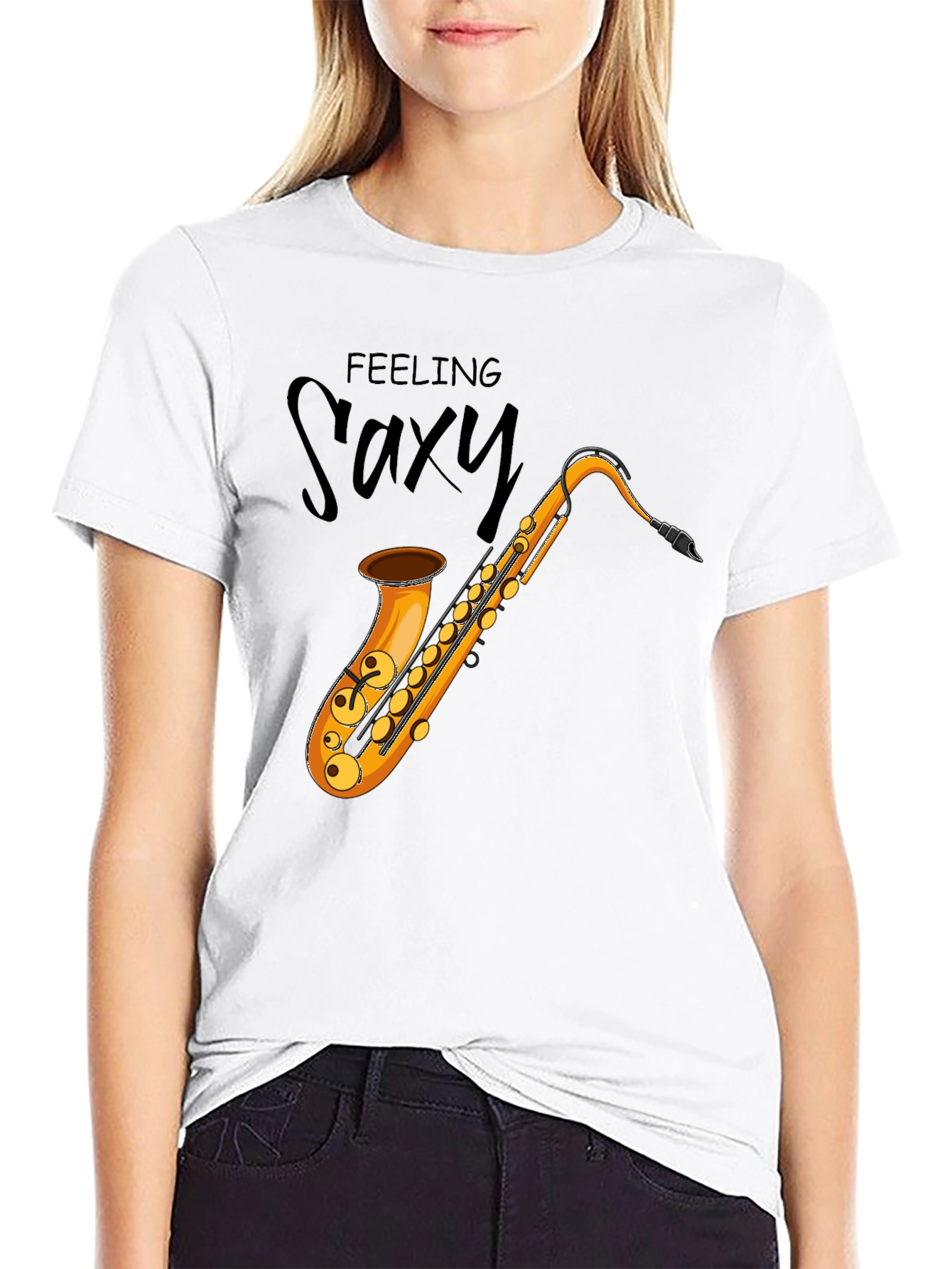 Feeling Saxy Black Graphic Tee