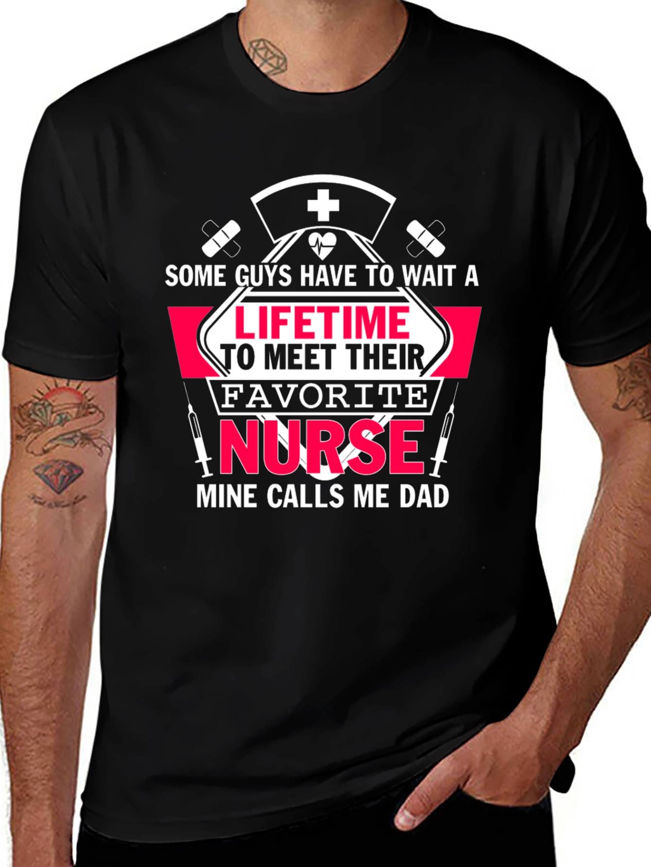 Favorite Nurse Dad T-Shirt - Black