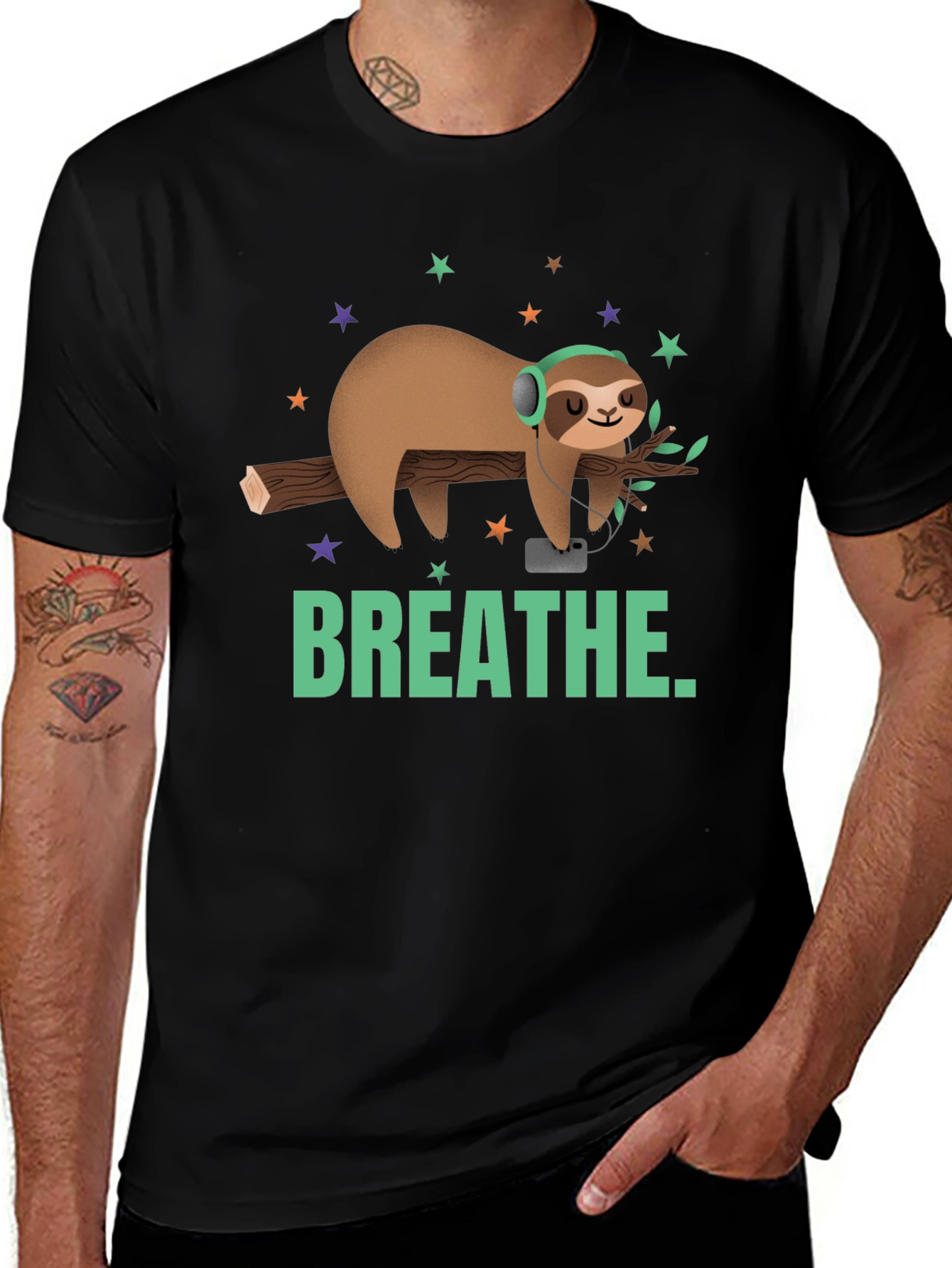 Breathe Sloth Graphic Tee