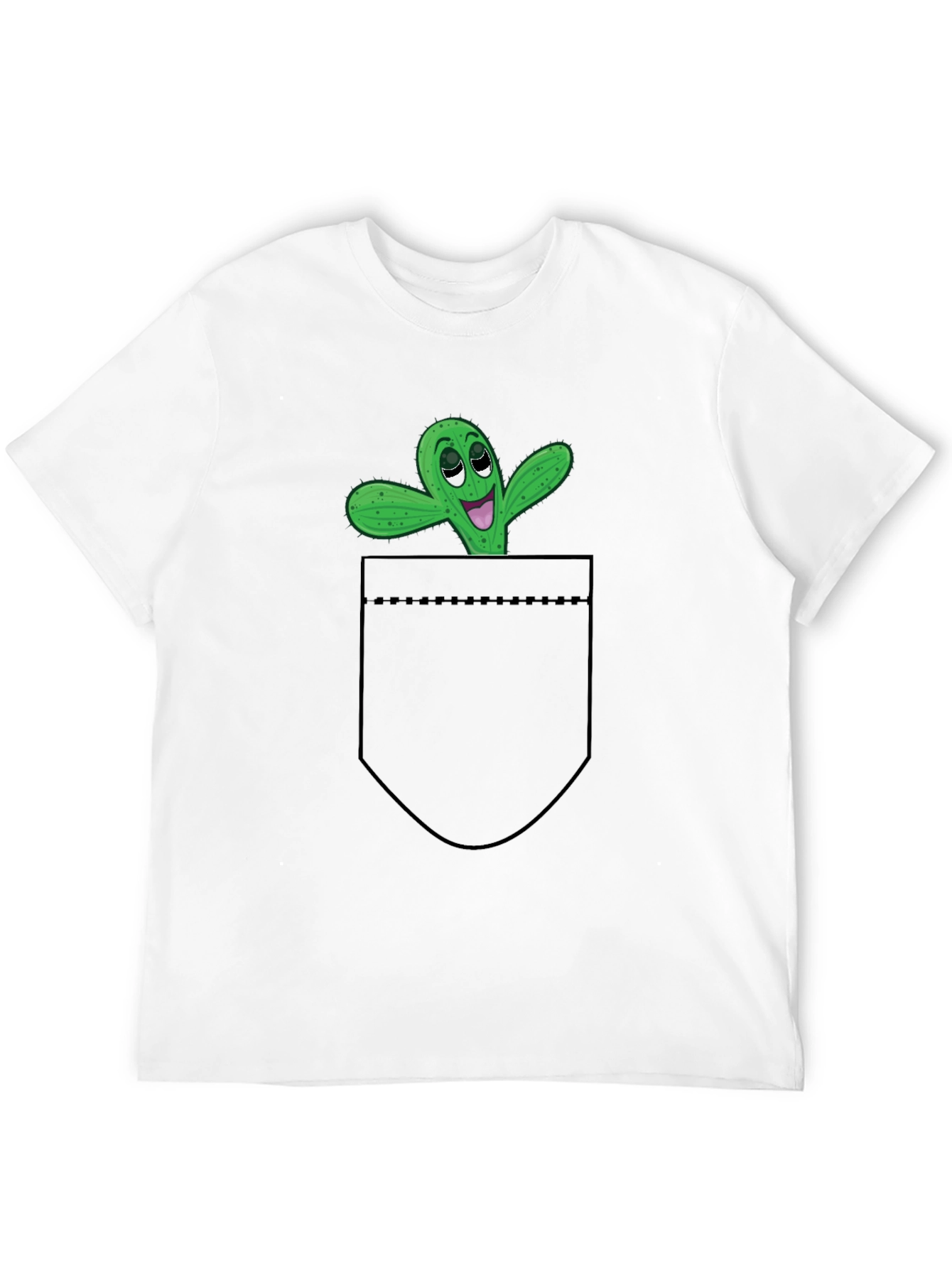 Funny Cactus Pocket T-Shirt - Novelty Graphic Tee