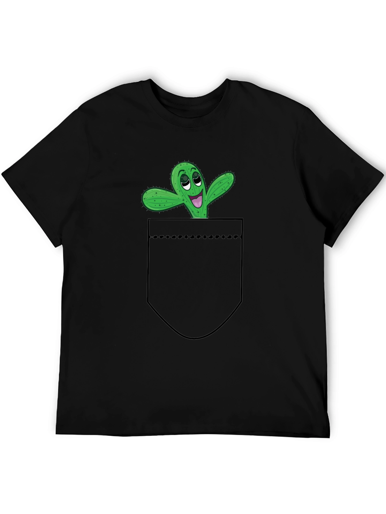 Funny Cactus Pocket T-Shirt - Novelty Graphic Tee