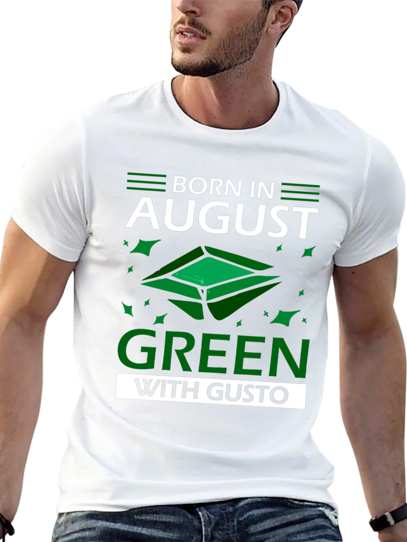 Born in August Green T-Shirt