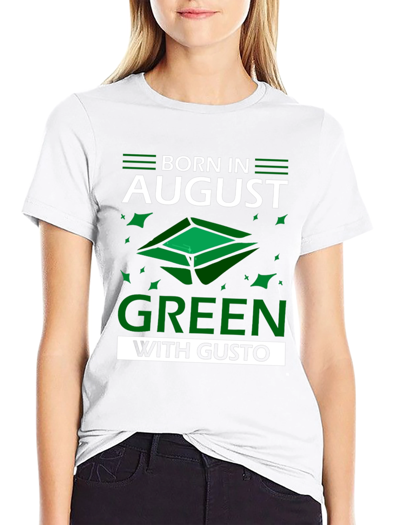 Born in August Green T-Shirt