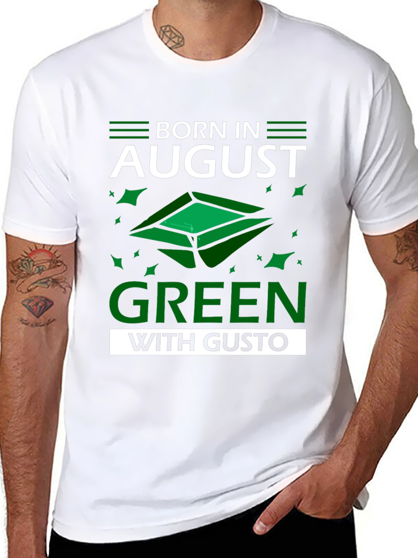 Born in August Green T-Shirt