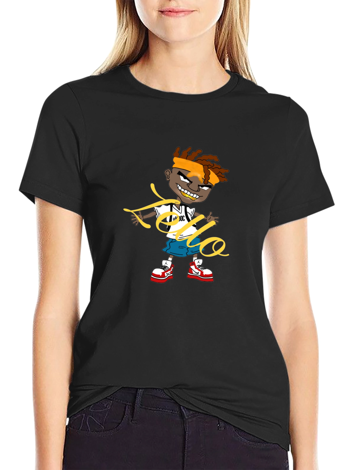 Cartoon Graphic Black Tee