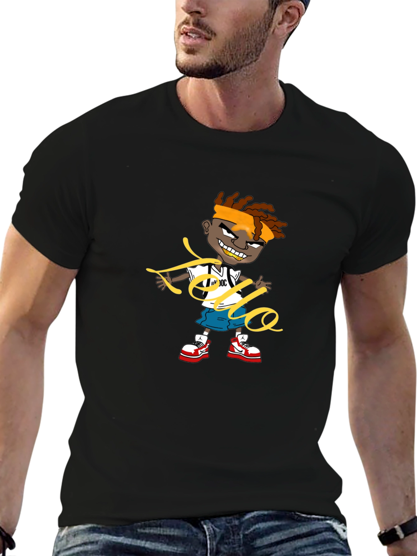 Cartoon Graphic Black Tee