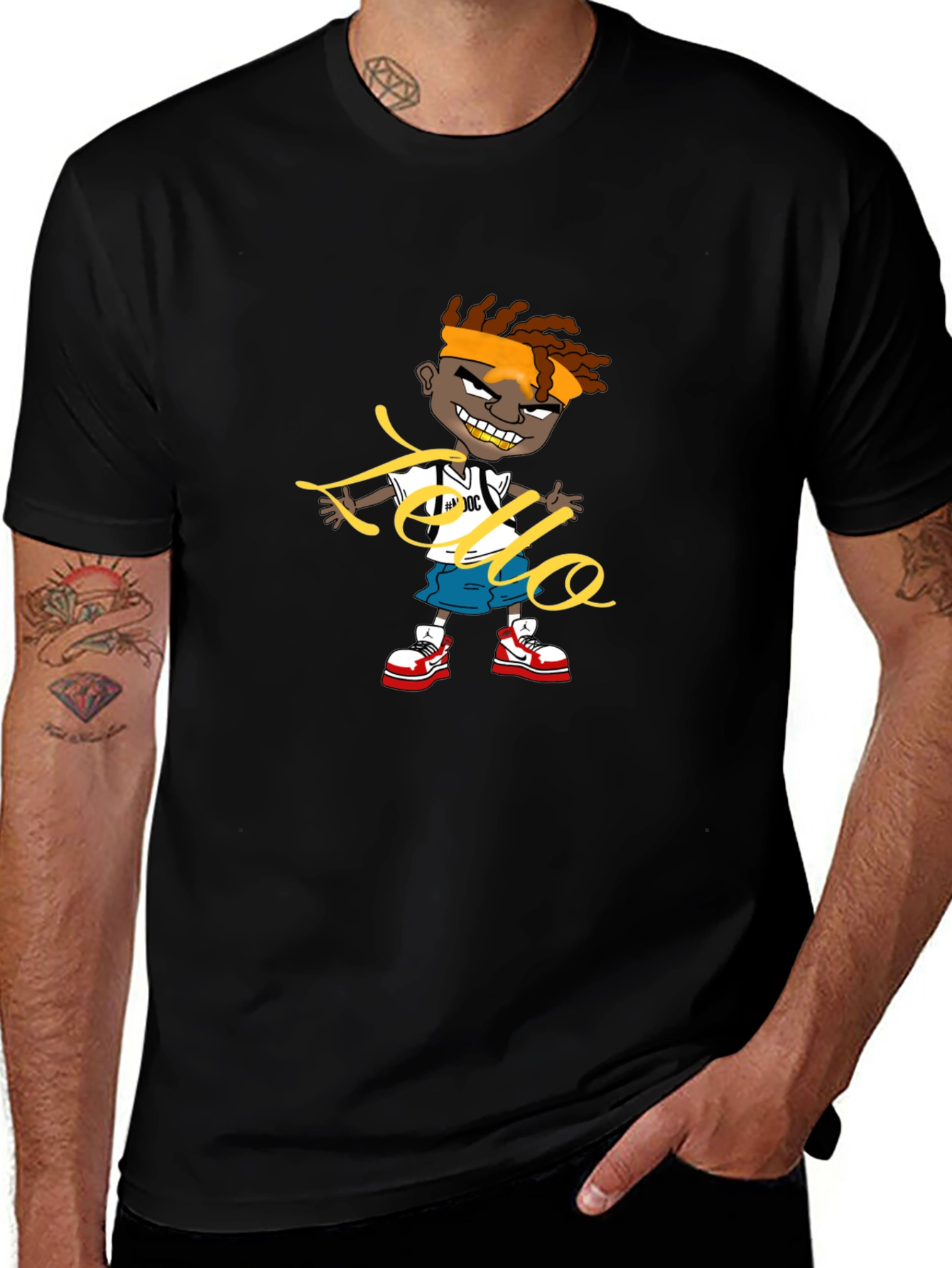 Cartoon Graphic Black Tee