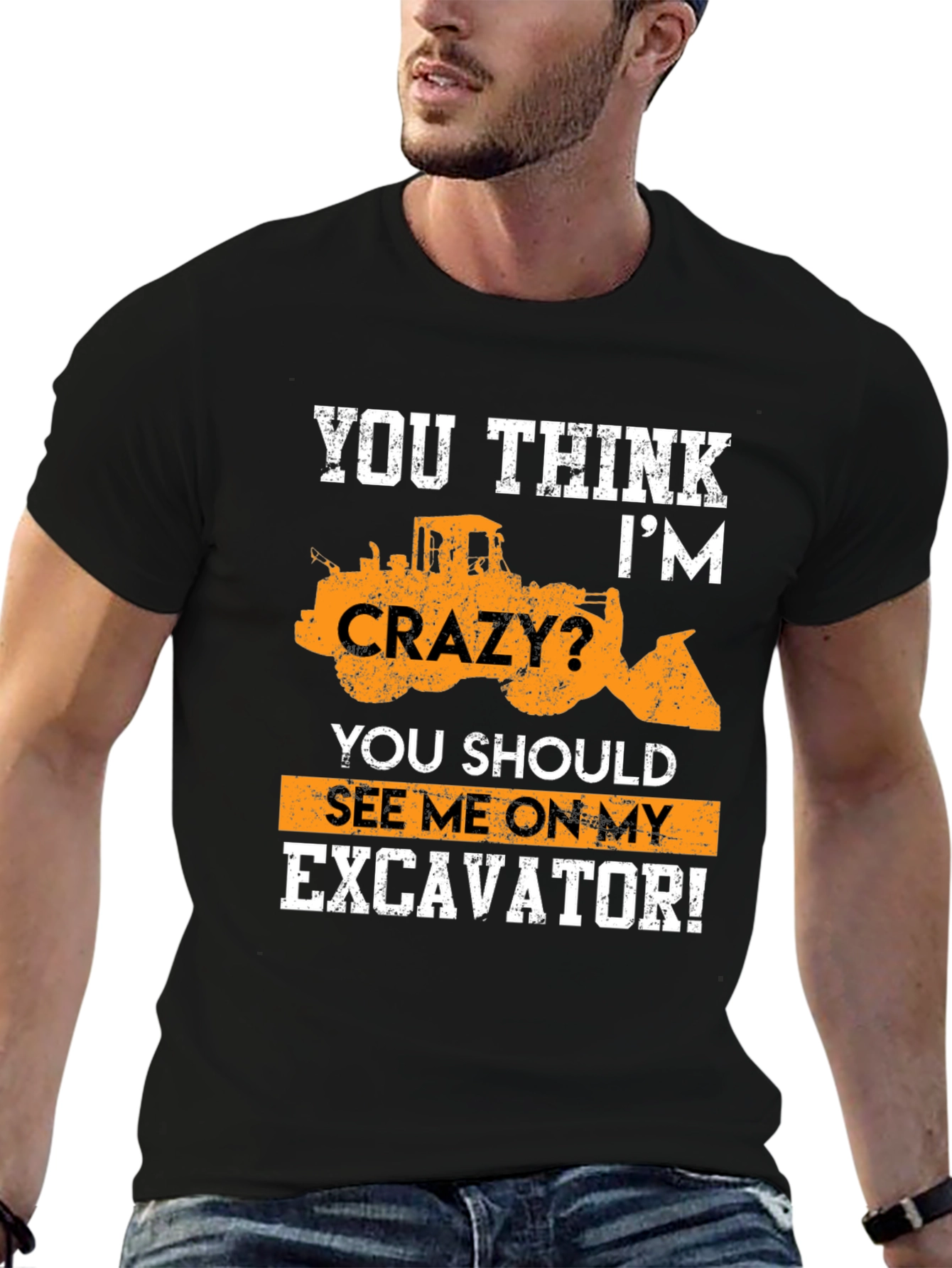 Excavator Crazy Graphic T-Shirt - Heavy Equipment Tee