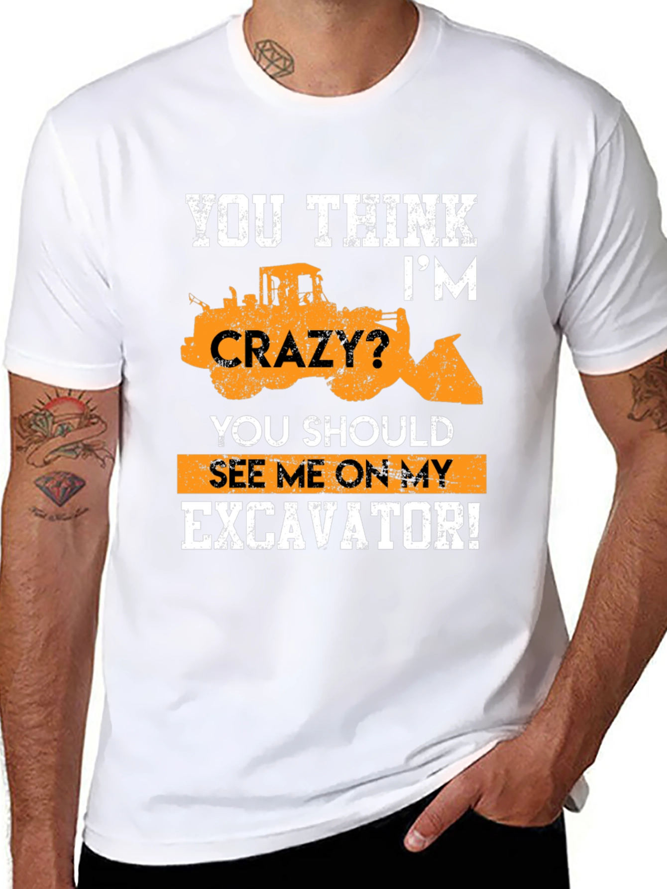 Excavator Crazy Graphic T-Shirt - Heavy Equipment Tee