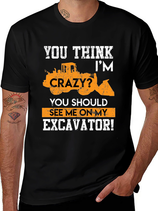 Excavator Crazy Graphic T-Shirt - Heavy Equipment Tee