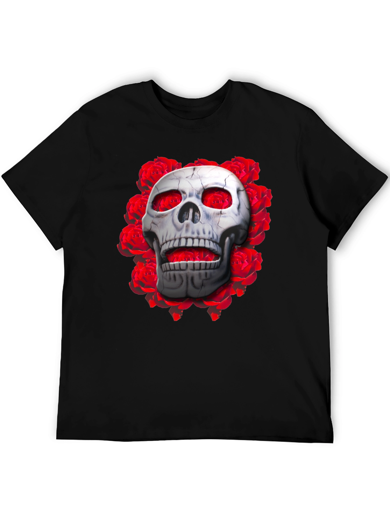 Skull & Roses Graphic Tee - Gothic Style
