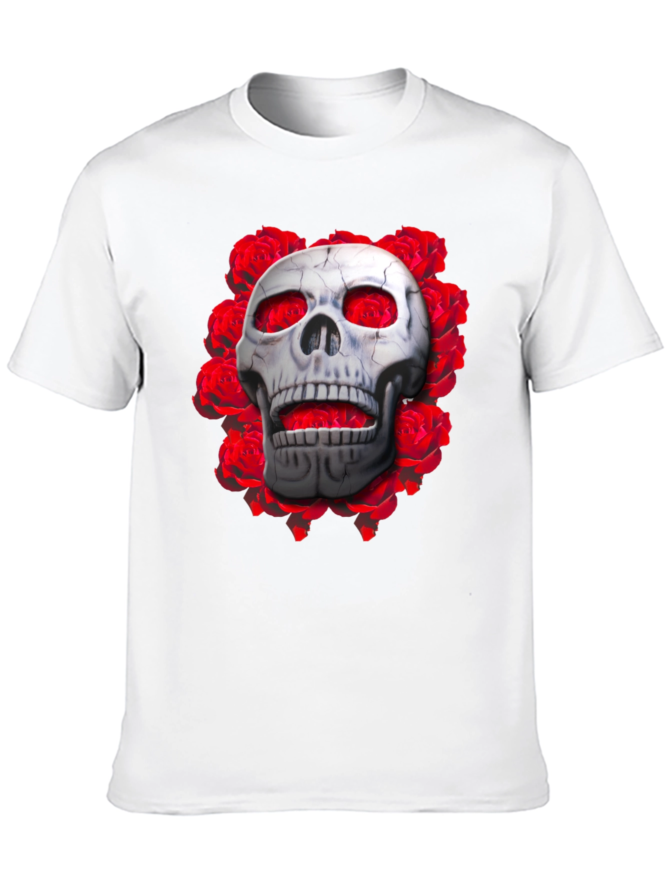 Skull & Roses Graphic Tee - Gothic Style