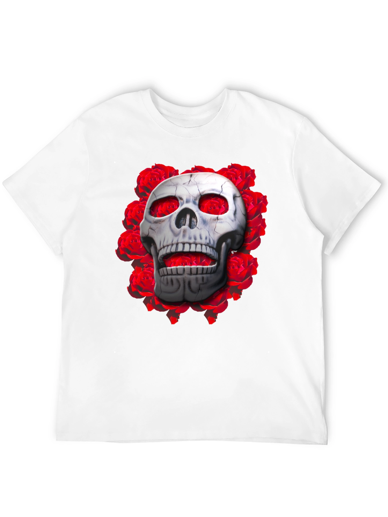 Skull & Roses Graphic Tee - Gothic Style