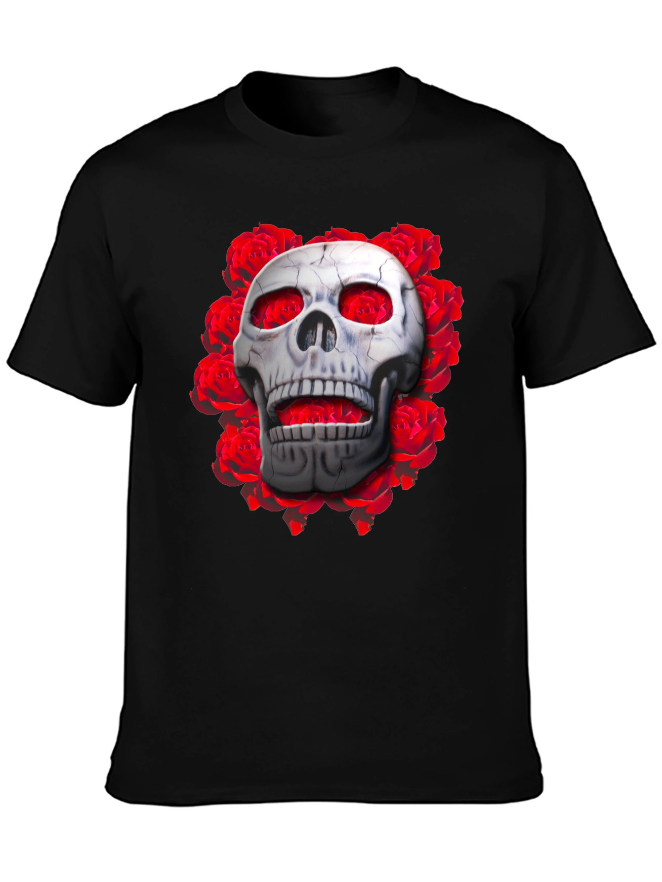 Skull & Roses Graphic Tee - Gothic Style