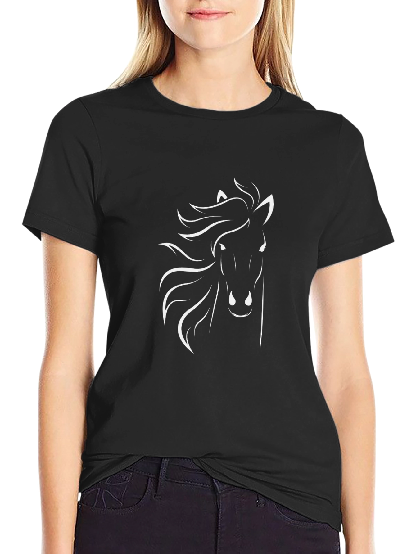 Black T-Shirt with Horse Silhouette