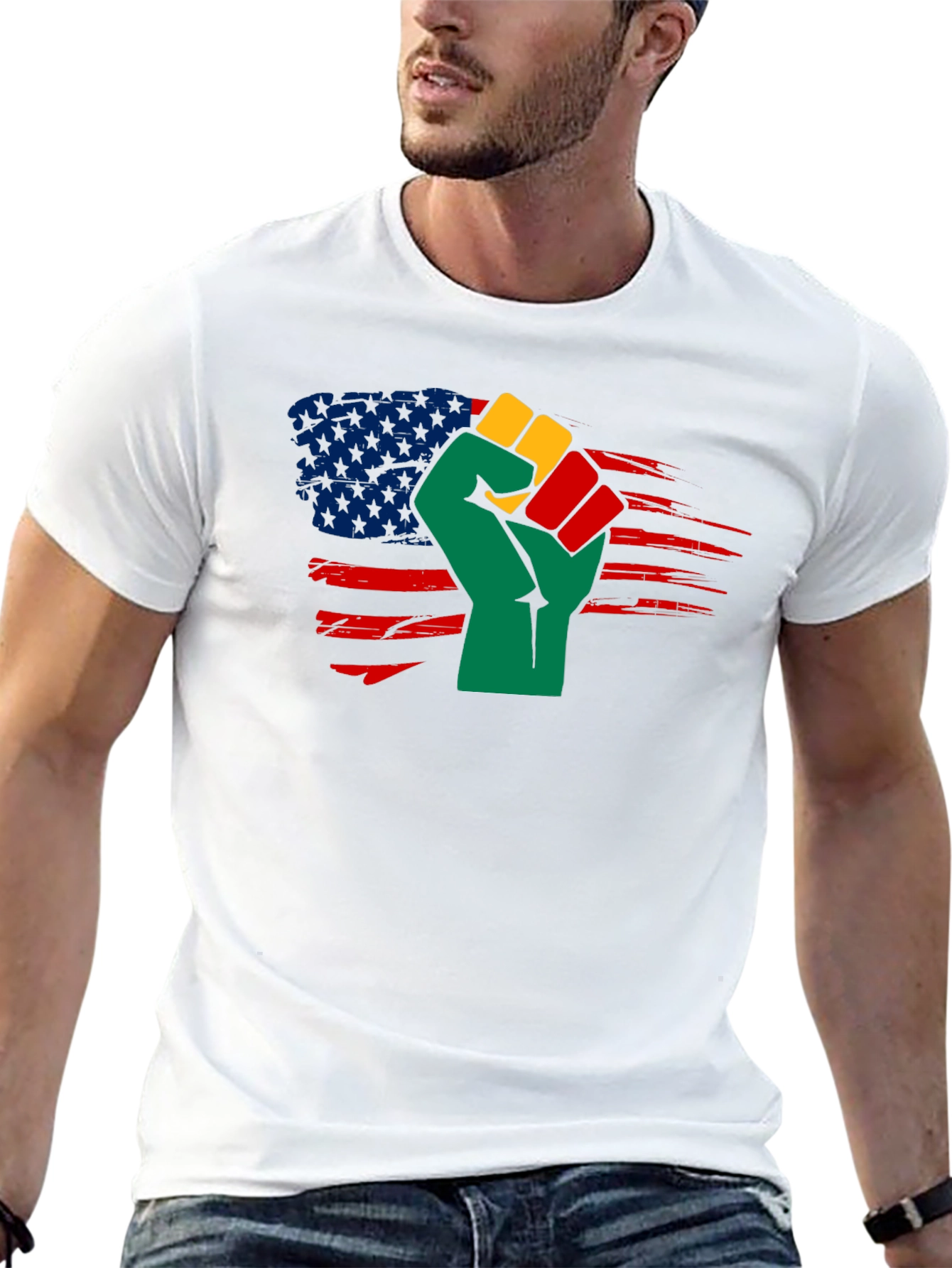 Black History Fist USA Flag T-Shirt