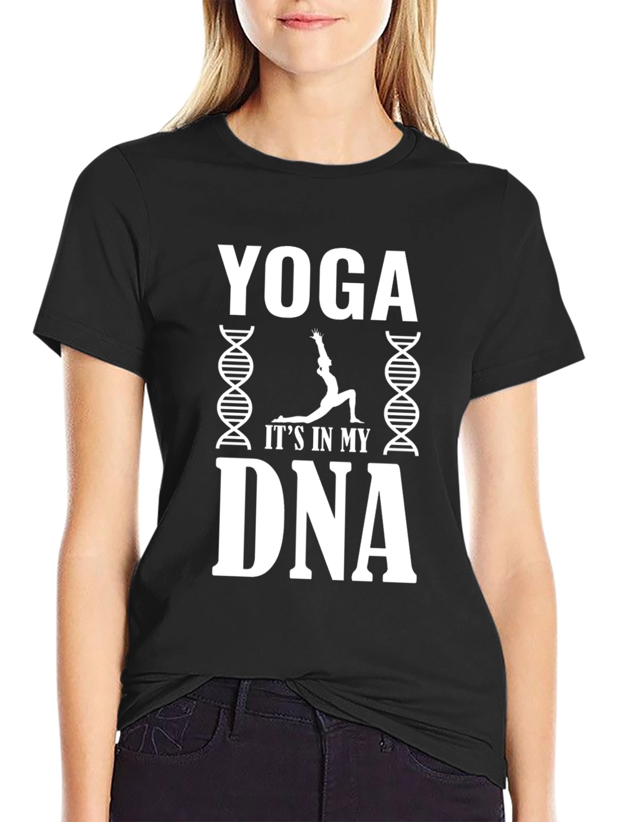 Yoga Its in My DNA Graphic Black T-Shirt
