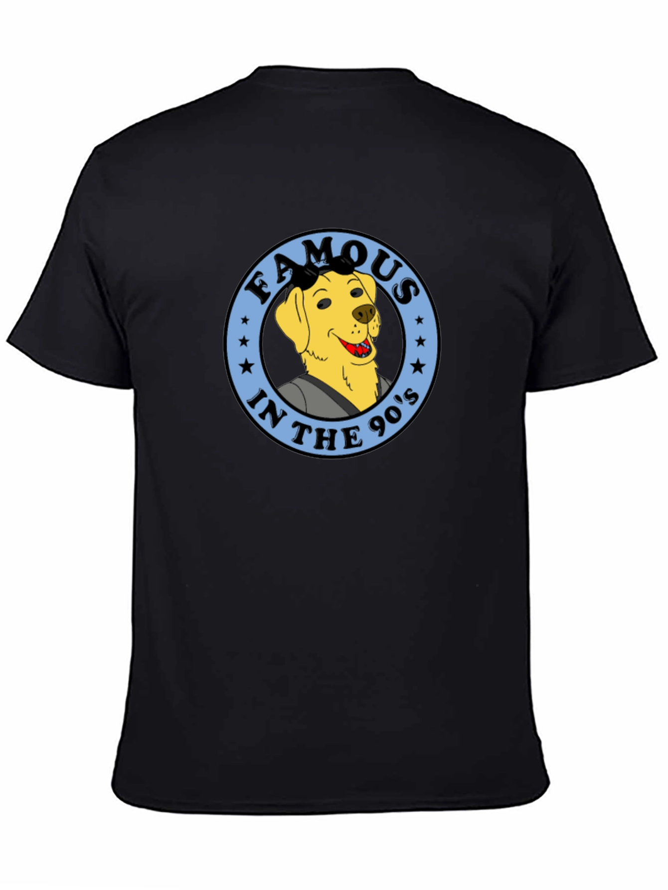 90s Dog Cartoon Graphic Tee - Black