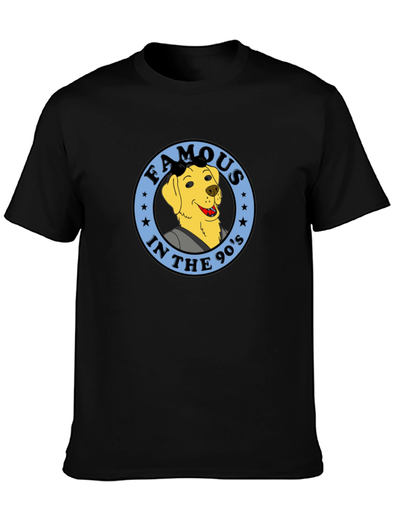 90s Dog Cartoon Graphic Tee - Black