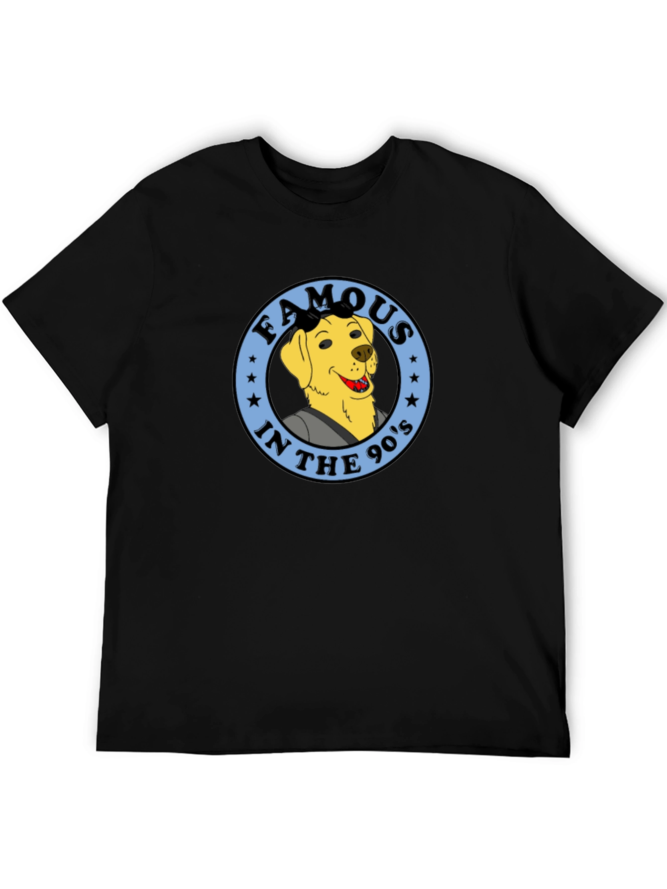 90s Dog Cartoon Graphic Tee - Black