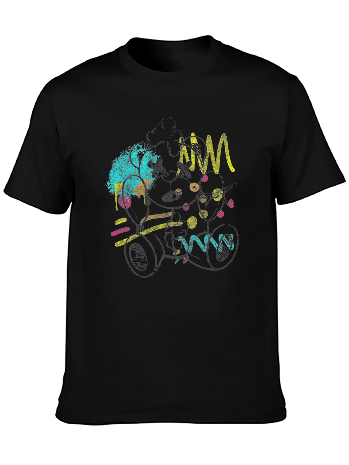 Funky Retro Teddy Bear Black T-Shirt