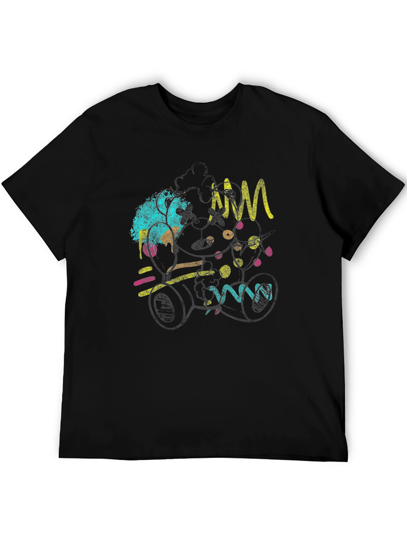 Funky Retro Teddy Bear Black T-Shirt