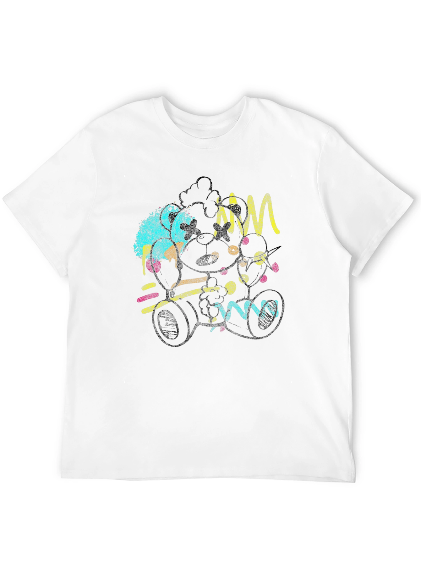 Funky Retro Teddy Bear Black T-Shirt
