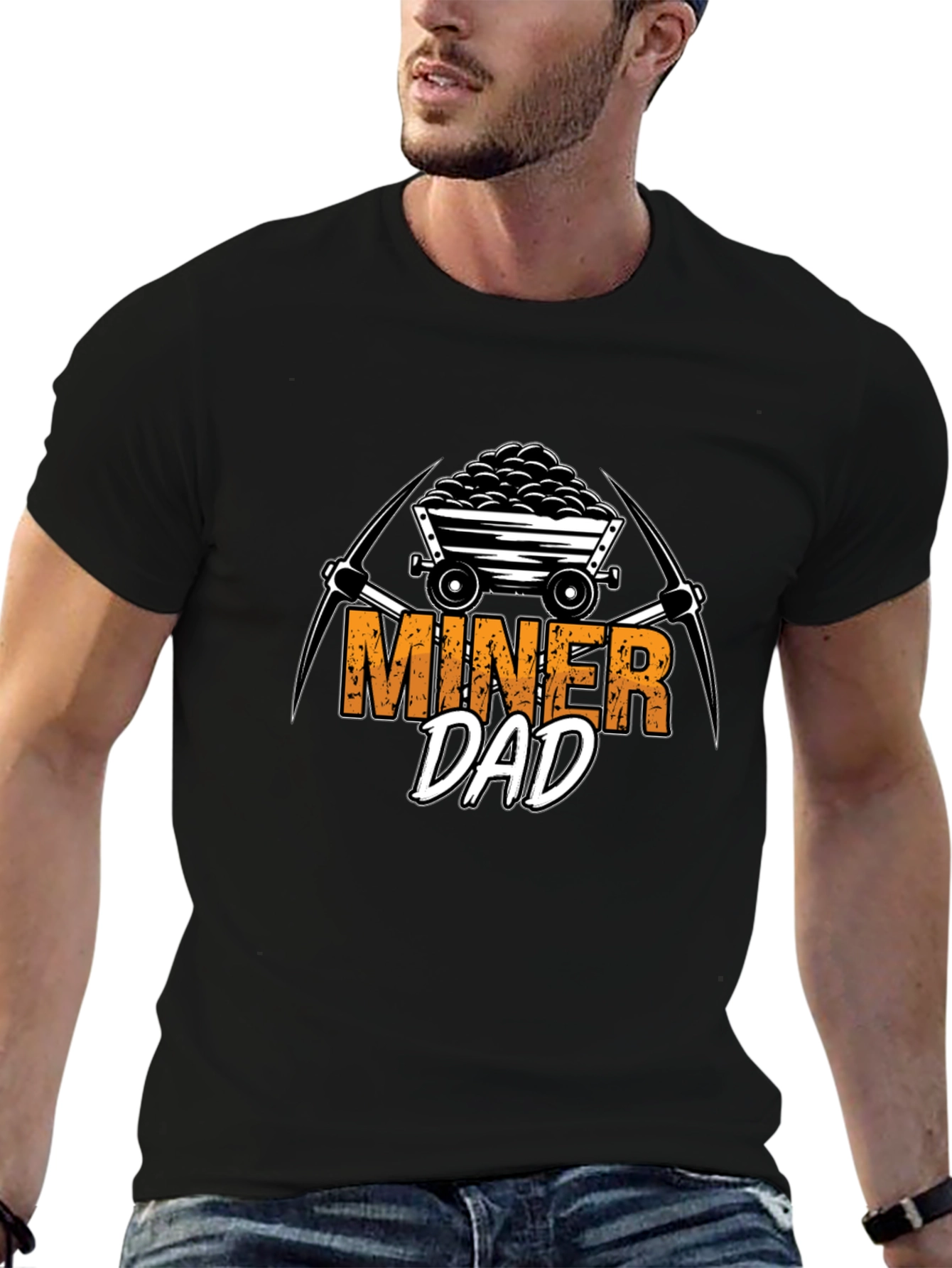 Miner Dad Graphic T-Shirt - Black Crew Neck Tee