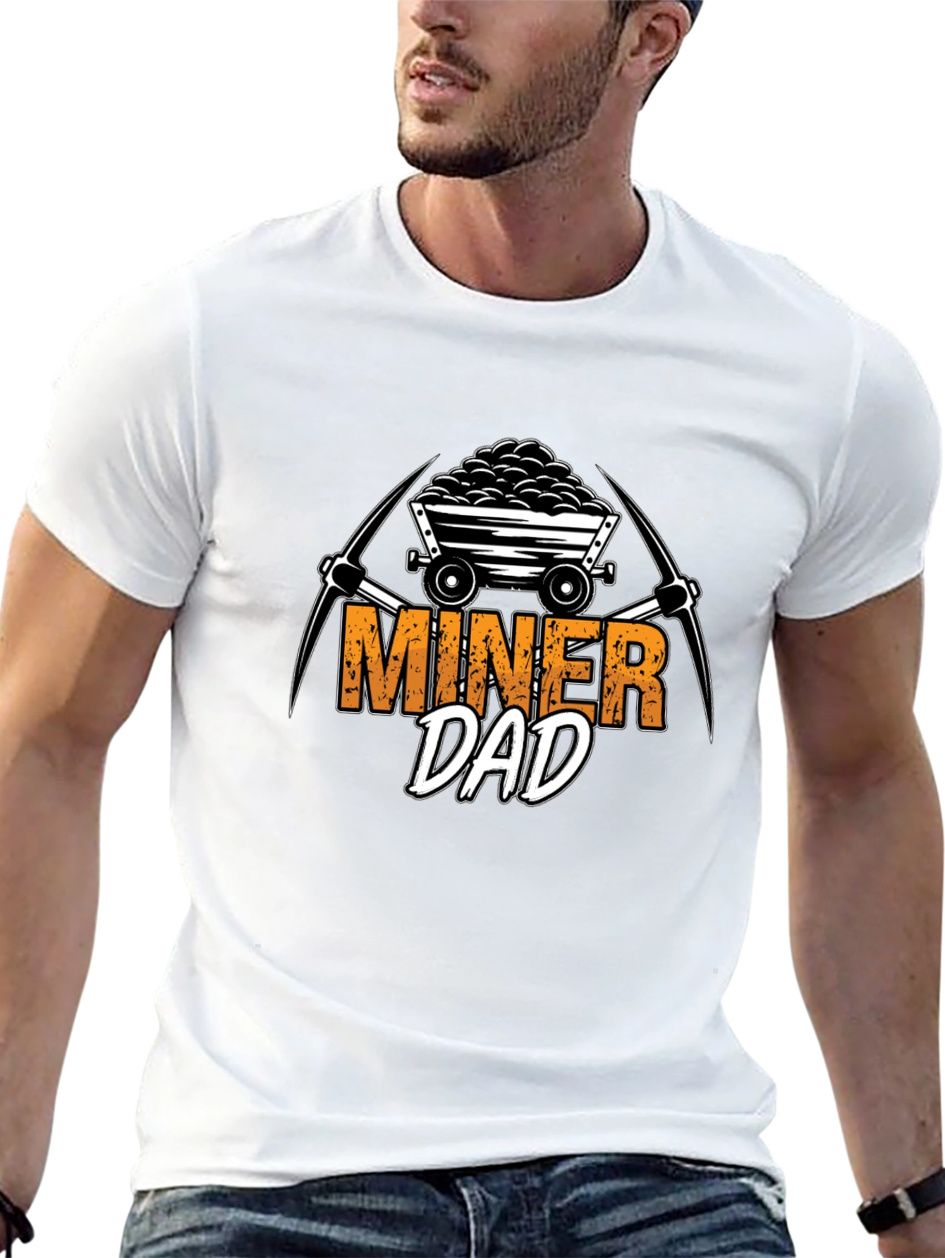 Miner Dad Graphic T-Shirt - Black Crew Neck Tee
