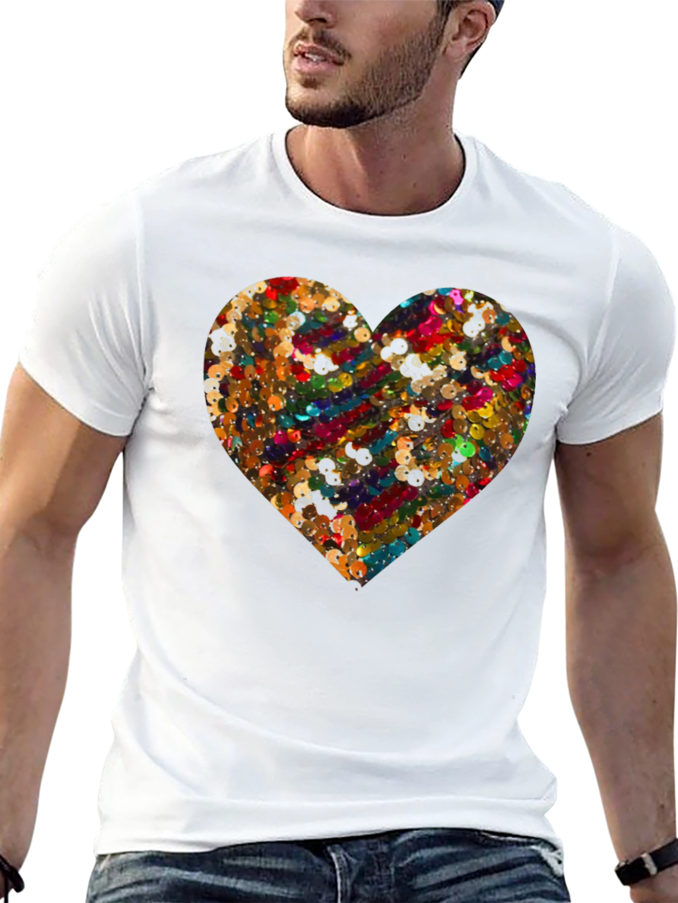 Sequin Heart Graphic Tee - Unique Fashion Statement
