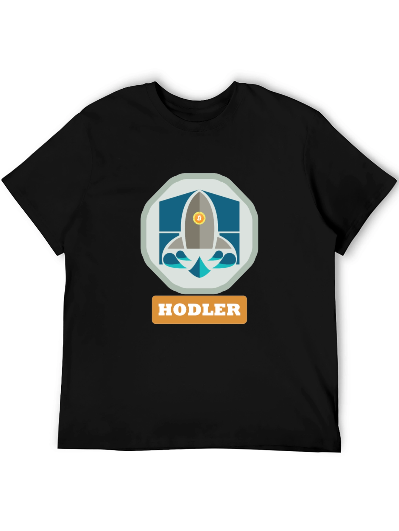 HODLER Bitcoin Rocket Black T-Shirt